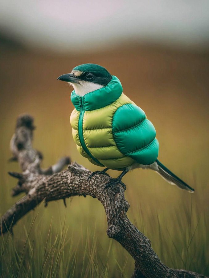 Bird with inflatable down jacket Bird with inflatable down jacket